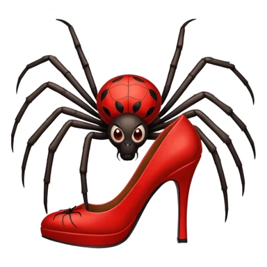 Spider with red high heels on a sticker