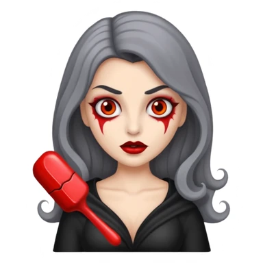 vampira de pele cinza com os olhos vermelhos, cabelos longos e ondulados, com o dedo apontando para a bochecha sticker