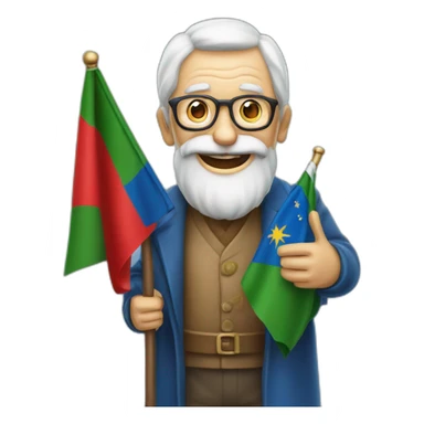 old man holding portugueese flag and iphone sticker
