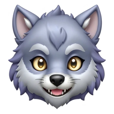 Cinematic Cute Werewolf Portrait Emoji, with a cuddly, miniature lupine form in soft moonlit grays and silvers, featuring oversized sparkling eyes and a sweet, endearing snarl, simplified yet irresistibly adorable, highly detailed with a gentle glowing outline that captures the playful, heartwarming essence of a little werewolf! sticker