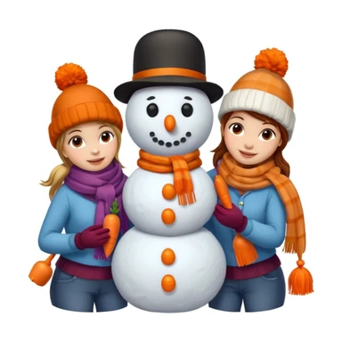 people making a snowman sticker