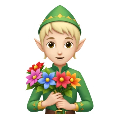 elf with flower bouquet sticker