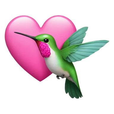 Hummingbird with pink heart  sticker