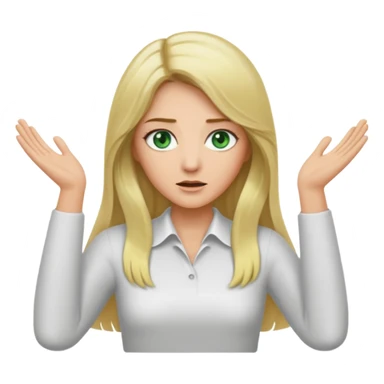 lady with long blonde hair, green eyes throwing arms in the as if confused sticker
