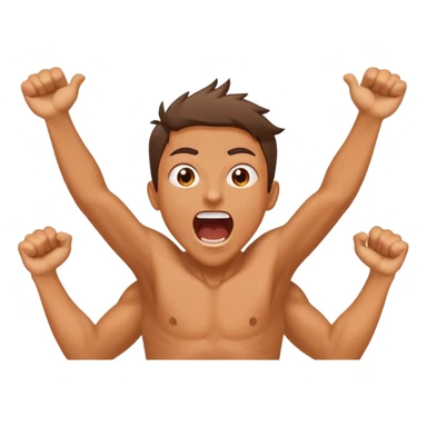 extremely hyper-excited person screaming with massive joy, arms flailing wildly in the air, explosive energy, eyes wide open sticker