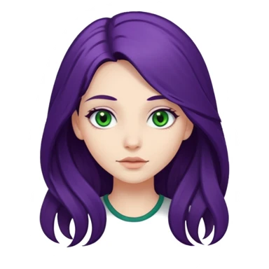 pretty girl with long dark purple hair, fair skin, and dark green eyes sticker