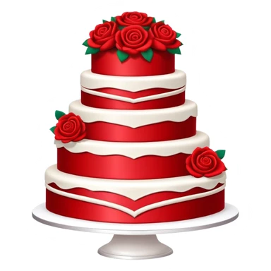 Solid red wedding cake with red roses, all elements red colored sticker