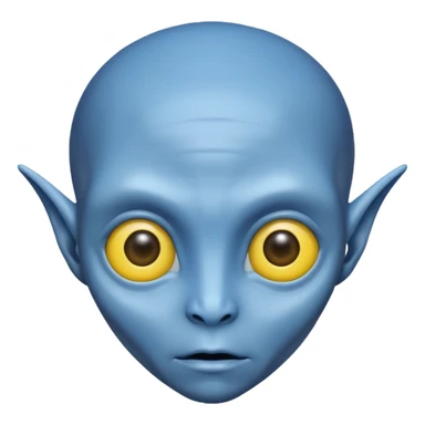 I want an alien with blue color and middle section of the forehead should be yellow sticker