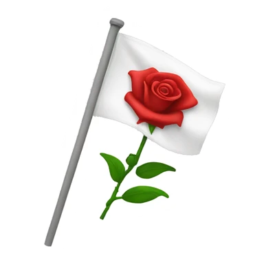emoji white flag with red rose on the center sticker