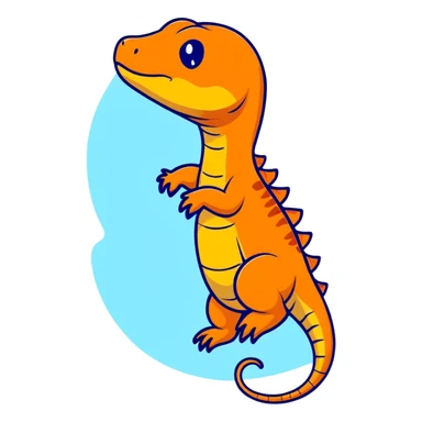 orange bipedal reptile-mammal hybrid, cartoonish sticker style sticker