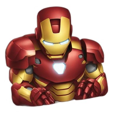 iron man working in a MacBook  sticker