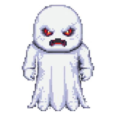angry Casper ghost in pixel art style sticker