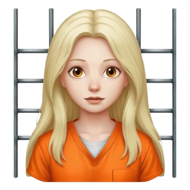 prisoner dark long haired woman in orange clothing in front of bars sticker