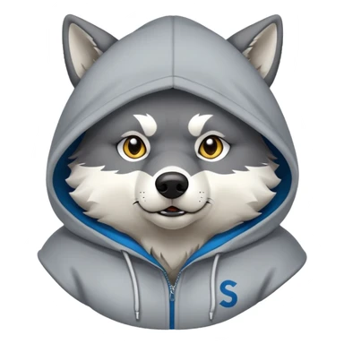 fat sigma wolf in a hoody that says “adam” sticker