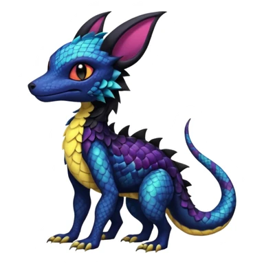 Anthropomorphic Scaley Exotic Salandit-Noibat-Umbreon-Fakémon-hybrid-creature (full body)  sticker