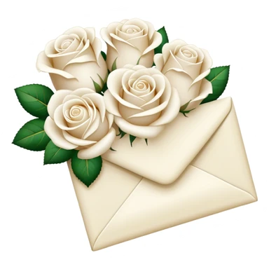 Ivory-colored love letter and a bouquet of white and pearl roses  sticker