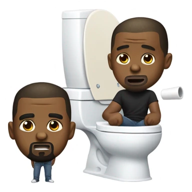 Kanye West with skibidi toilet sticker