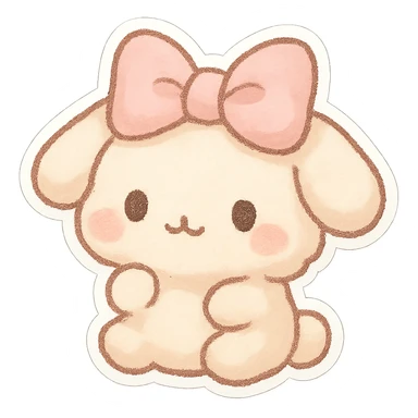 pastel pink bow, chibi style, soft fabric, cute and fluffy, kawaii style sticker