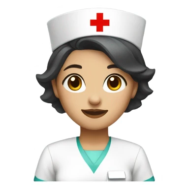 short hair female nurse with red cross sign hat and dress sticker