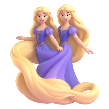 Disney Princess Rapunzel with extremely long flowing blonde hair sticker