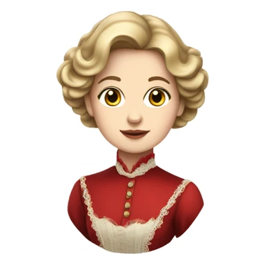 Dark blond hair in victorian lady with red dress sticker