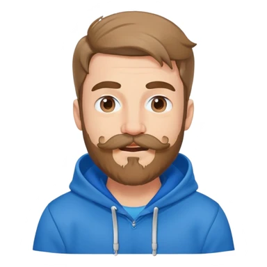 Mr. Beast wearing a blue hoodie, mustache and beard, winking playfully sticker