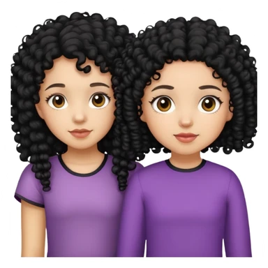 big sister little sister both lightskin with black curly hair  sticker