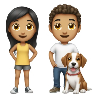 Girl and boy with a dog sticker