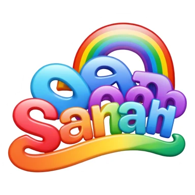 Realistic rainbow lettering "Sarah" name sticker
