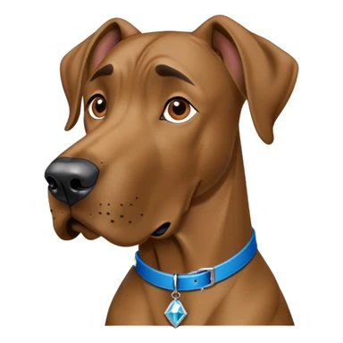 scooby doo, brown large great dane with blue collar diamond shaped dog tag with gold s in middle sticker