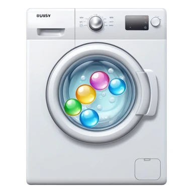 washing machine with soap bubbles inside sticker