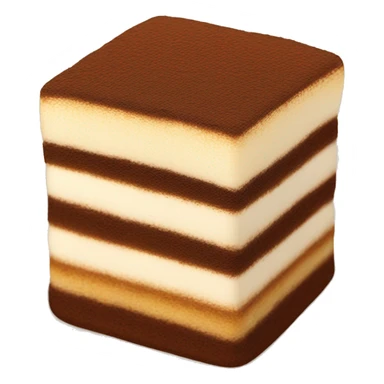 a perfectly square tiramisu, with only cocoa dusting on top, not on a plate.  sticker