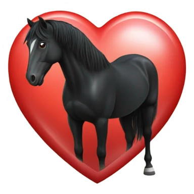 Black Horse centered within a red heart sticker