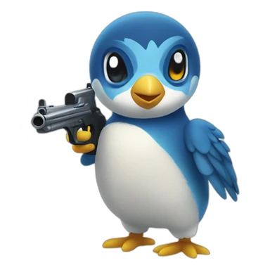 Piplup with gun sticker