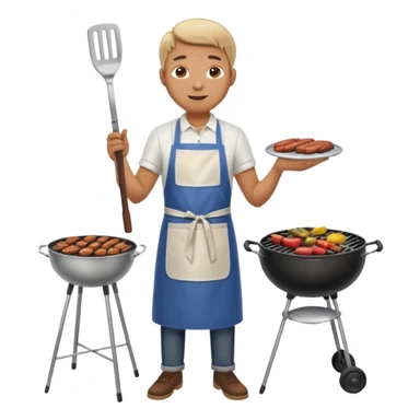 man cooking barbecue full-body sticker