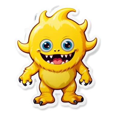 kind funny yellow baby monster sticker