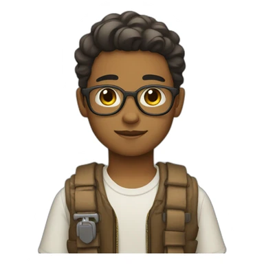 "Serene boy with accessories" sticker