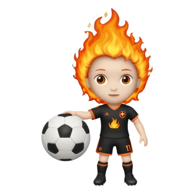 Boneca segurando uma Bola de futebol queimando sticker