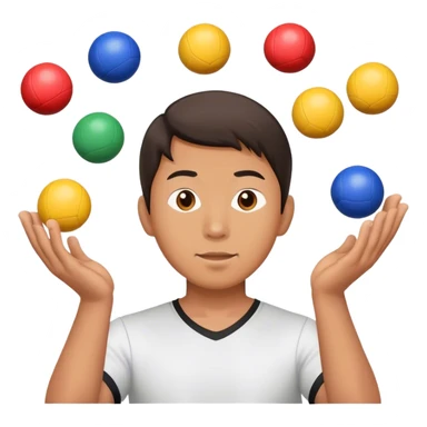 asian man playing juggling 3 ballss sticker