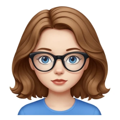 Girl with light brown wavy hair, pale skin, blue eyes, and black cat eye glasses  sticker