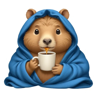 baby capypara in cozy blanket, drink coffee sticker