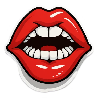 lip biting sticker