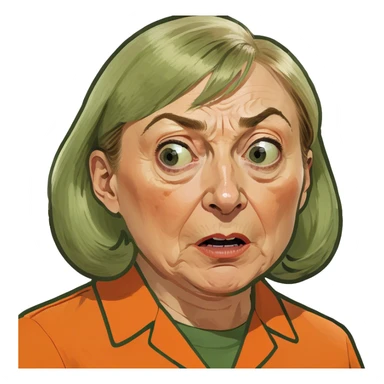 Maine Governor Janet Mills Behind Bars In an Orange Jumpsuit make her more realistic and scared without the mask sticker