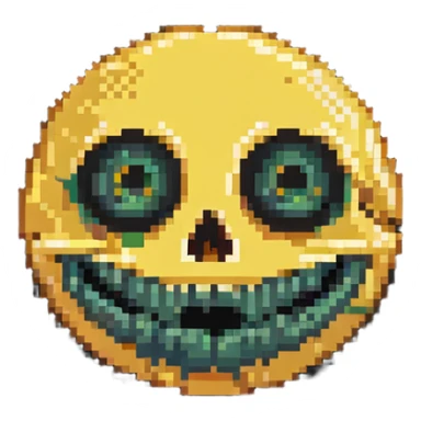 happy emoji with skull eyes sticker