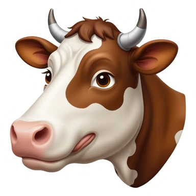 cinematic-noble-brown-and-white-cow-portrait-emoji,-poised-and-regal,-with-a-large,-sturdy-build-and-a-beautifully-patterned-hide-of-rich-brown-accented-by-crisp-white-patches,-deep-set-soulful-brown-eyes,-simplified-yet-sharp-and-sophisticated sticker