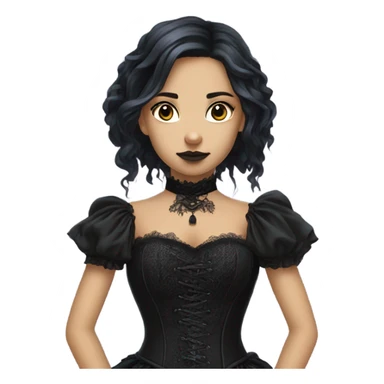 girl in gothic attire with a raven on her shoulder sticker