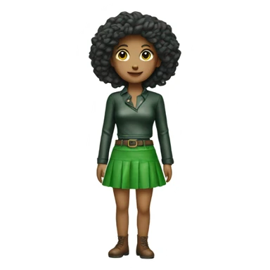 Green leather mini skirt isolated sticker