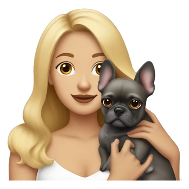 Honey blonde woman hugging pomeranian and a dark gray french bulldog sticker