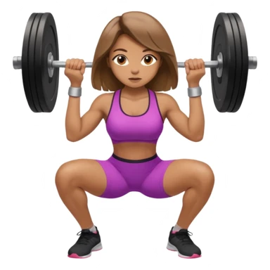Beautiful woman with light brown shoulder length hair popping a squat without any weights sticker