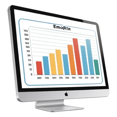 computer screen displaying a single presentation slide with a title line and a chart  sticker